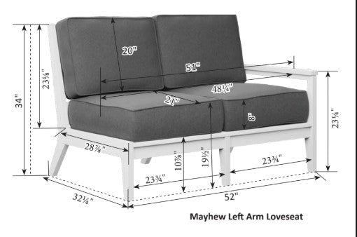 Berlin Gardens Mayhew Left Arm Loveseat