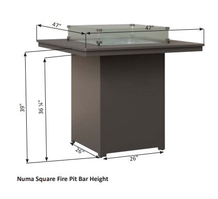 Berlin Gardens Numa 47" Square Bar Height Fire Table
