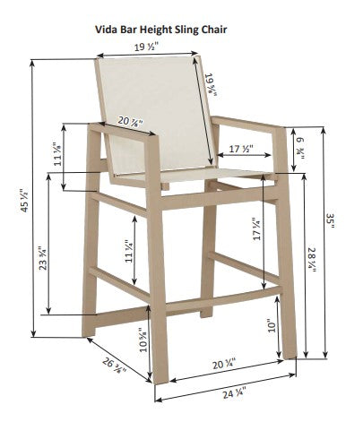 Berlin Gardens Vida Padded Sling Bar Chair