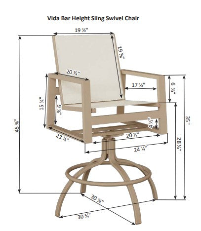 Berlin Gardens Vida Regular Sling Swivel Bar Chair