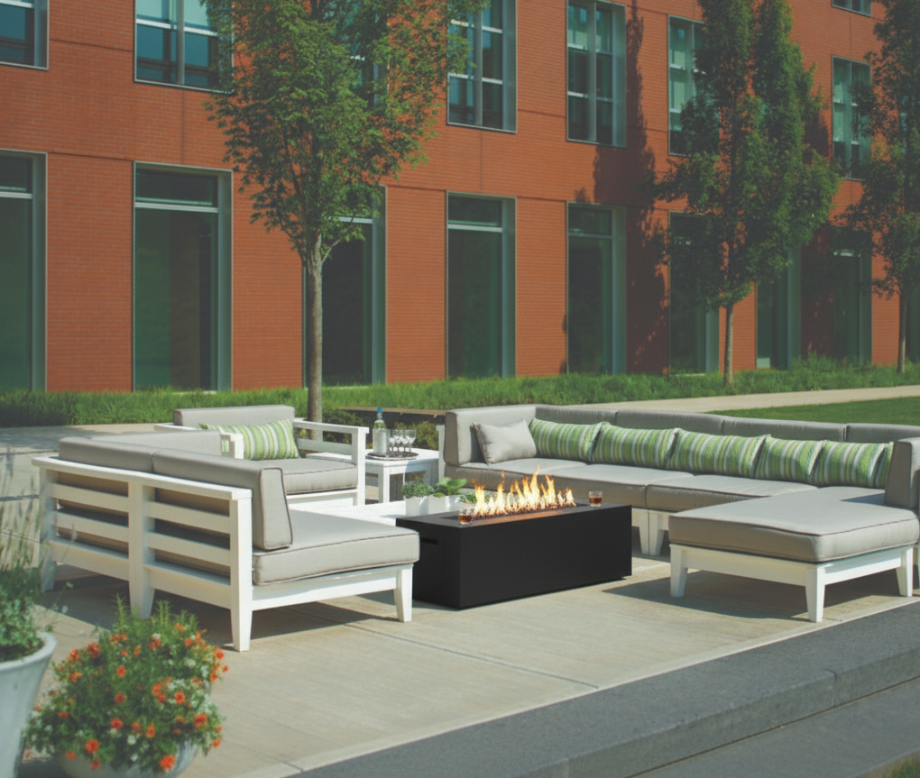 FREE Blaze Firepit With Purchase Of Seaside Casual 9 Piece Deep Seating Set