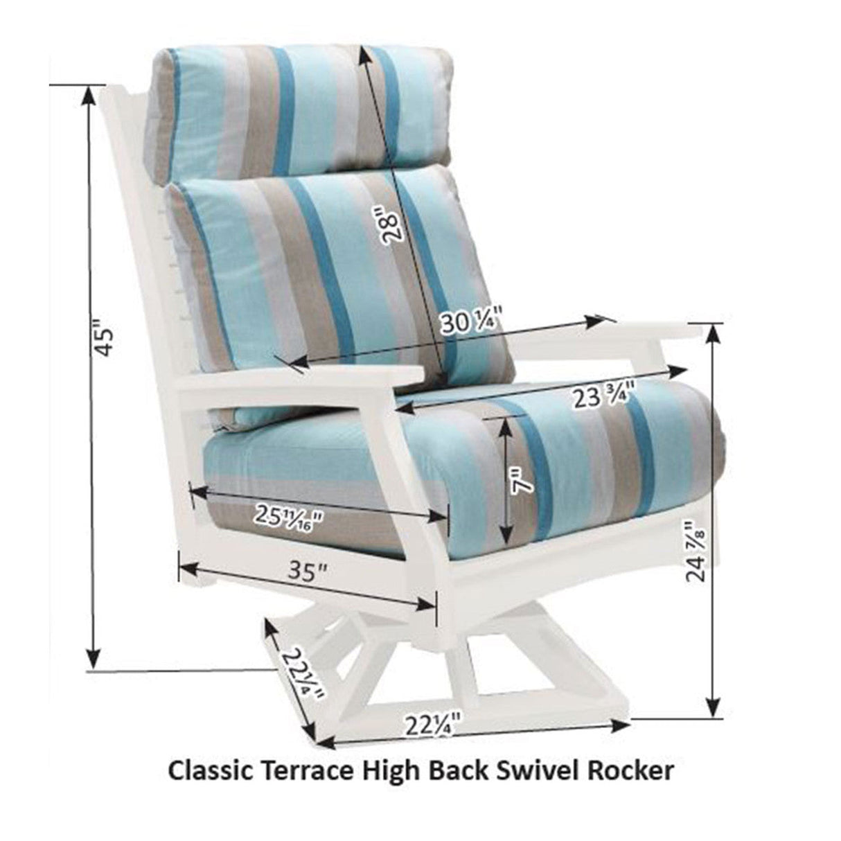 Berlin Gardens Classic Terrace High Back Cushion - CTHBC2824 2