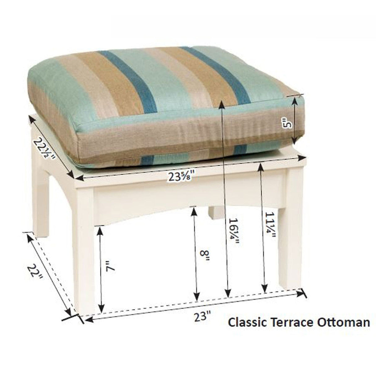 Berlin Gardens Classic Terrace Ottoman - CTO2511 2