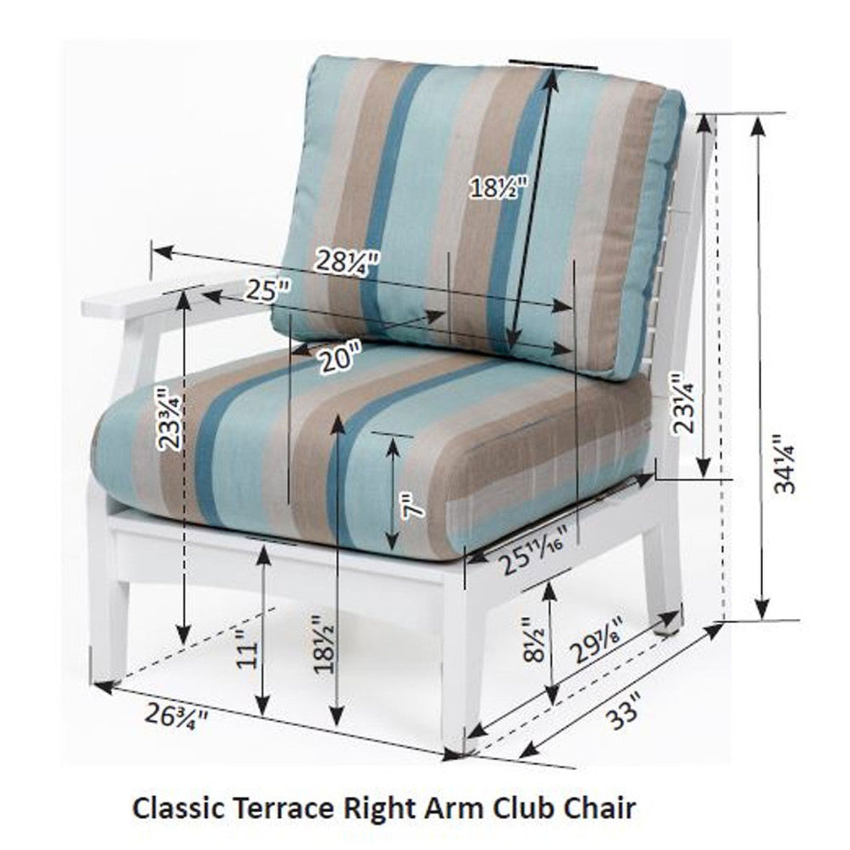 Berlin Gardens Classic Terrace Right Arm Club Chair - CTRSC2934 2