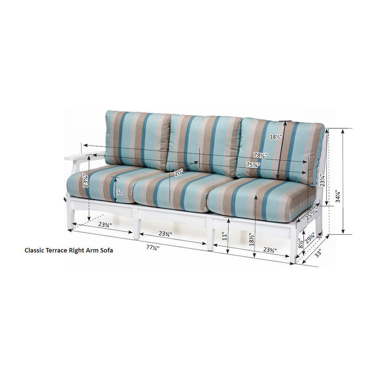 Berlin Gardens Classic Terrace Right Arm Sofa - CTRSS7934 2