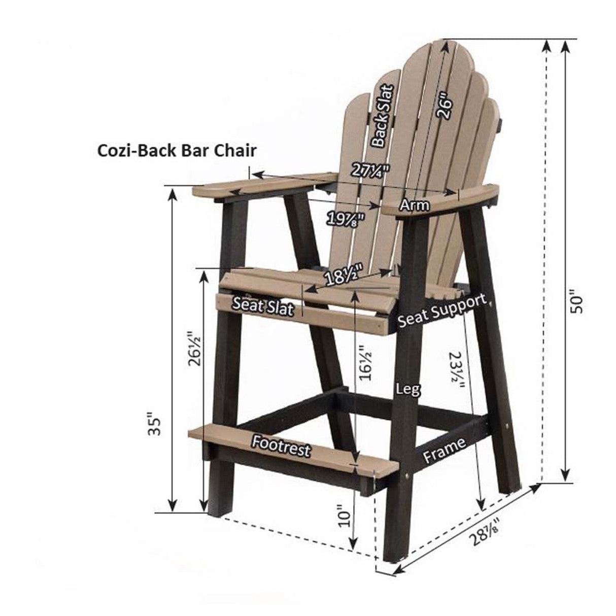 Berlin Gardens Cozi-Back Bar Chair - PZBC2135 2