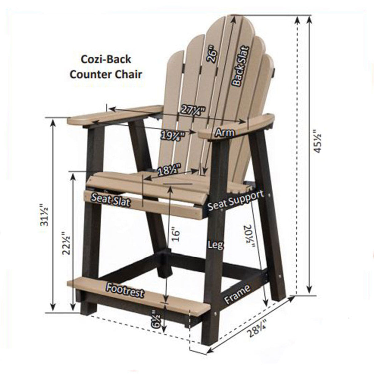 Berlin Gardens Cozi-Back Counter Chair - PZCC2131 2