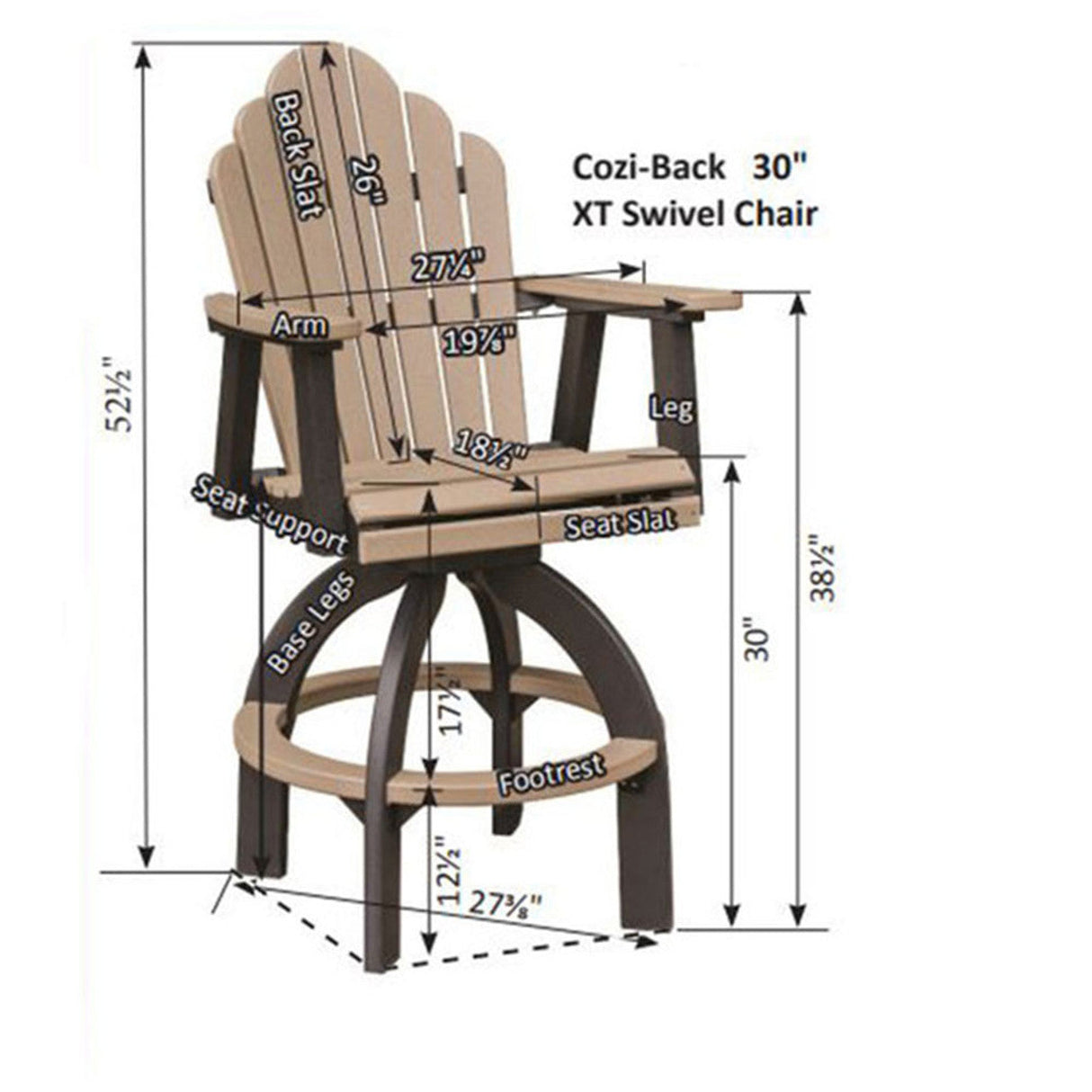 Berlin Gardens Cozi-Back Swivel 30" XT Chair - ZSXTC2139 2