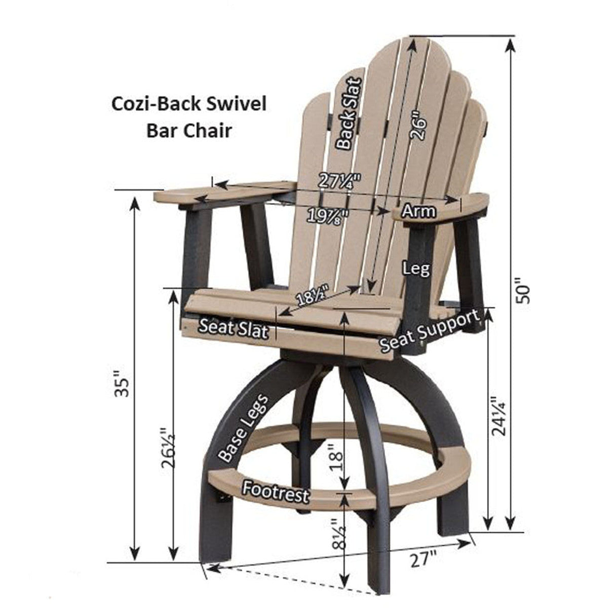 Berlin Gardens Cozi-Back Swivel Bar Chair - ZSBC2135 2