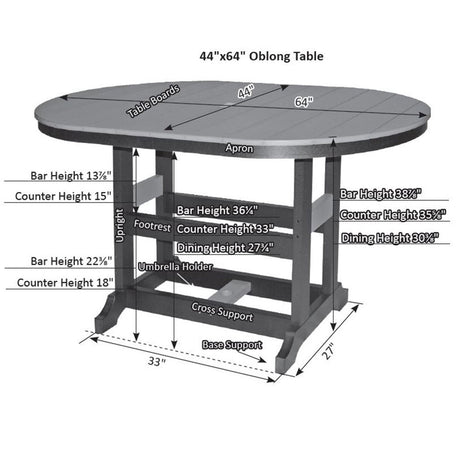 Berlin Gardens Garden Classic Hammered Top 44" x 64" Oblong Counter Table - GCHF4464C 2
