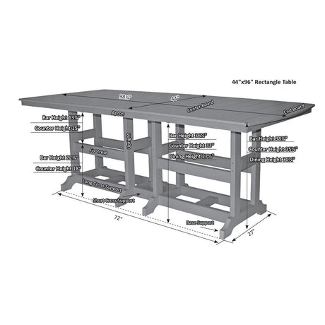 Berlin Gardens Garden Classic Standard Top 44" x 96" Rectangular Counter Table - GCOT4496C 2