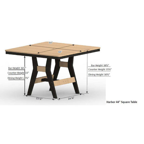 Berlin Gardens Harbor Bar Tables Hammered Top 44" Square Bar Table - HHFT0044B 2