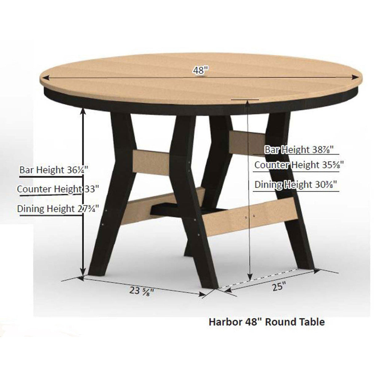 Berlin Gardens Harbor Bar Tables Hammered Top 48" Round Bar Table - HHFT0048B 2