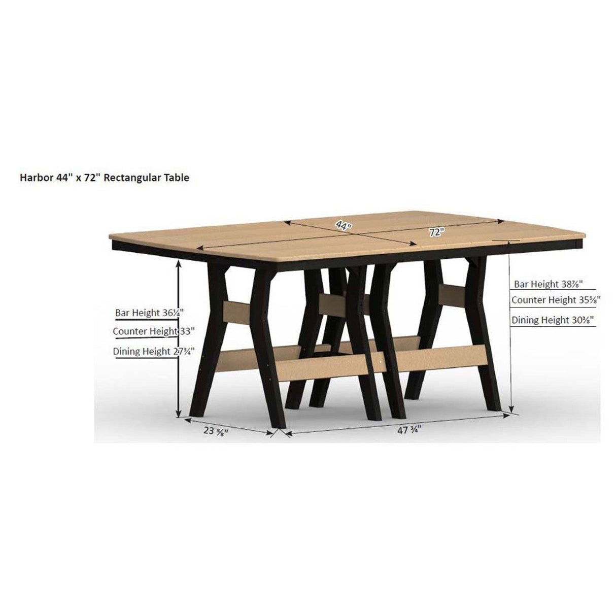Berlin Gardens Harbor Dining Tables Hammered Top 44" x 72" Rectangular Dining Table - HHFT4472D 2
