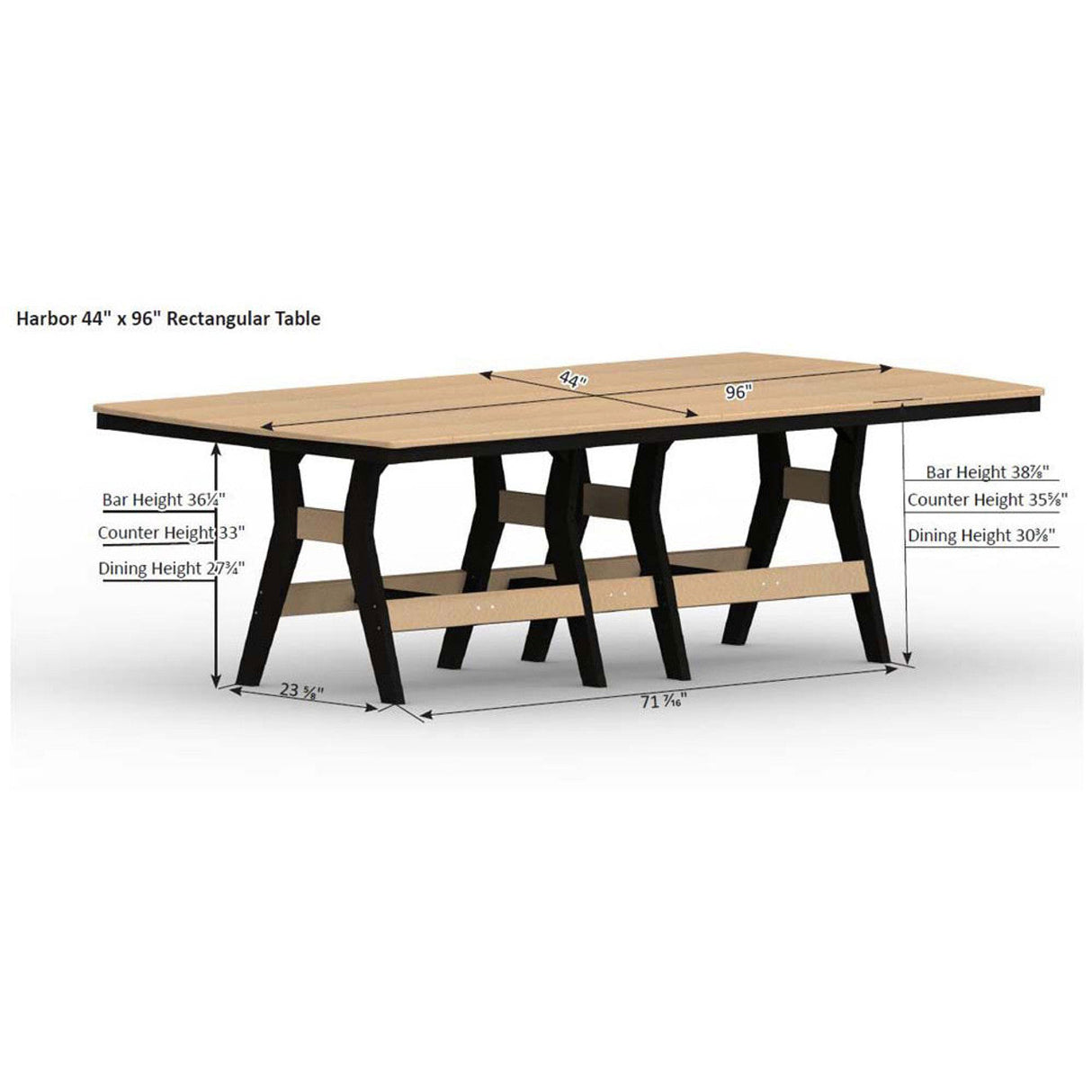 Berlin Gardens Harbor Dining Tables Standard Top 44" x 96" Rectangular Dining Table - HRT4496D 2
