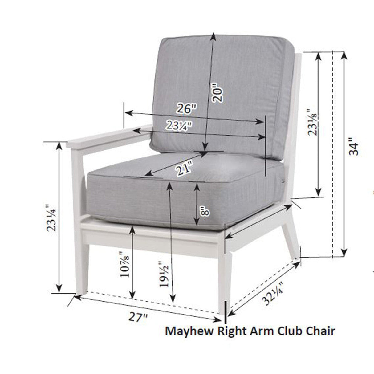Berlin Gardens Mayhew Right Arm Club Chair - MHRSC2734 2