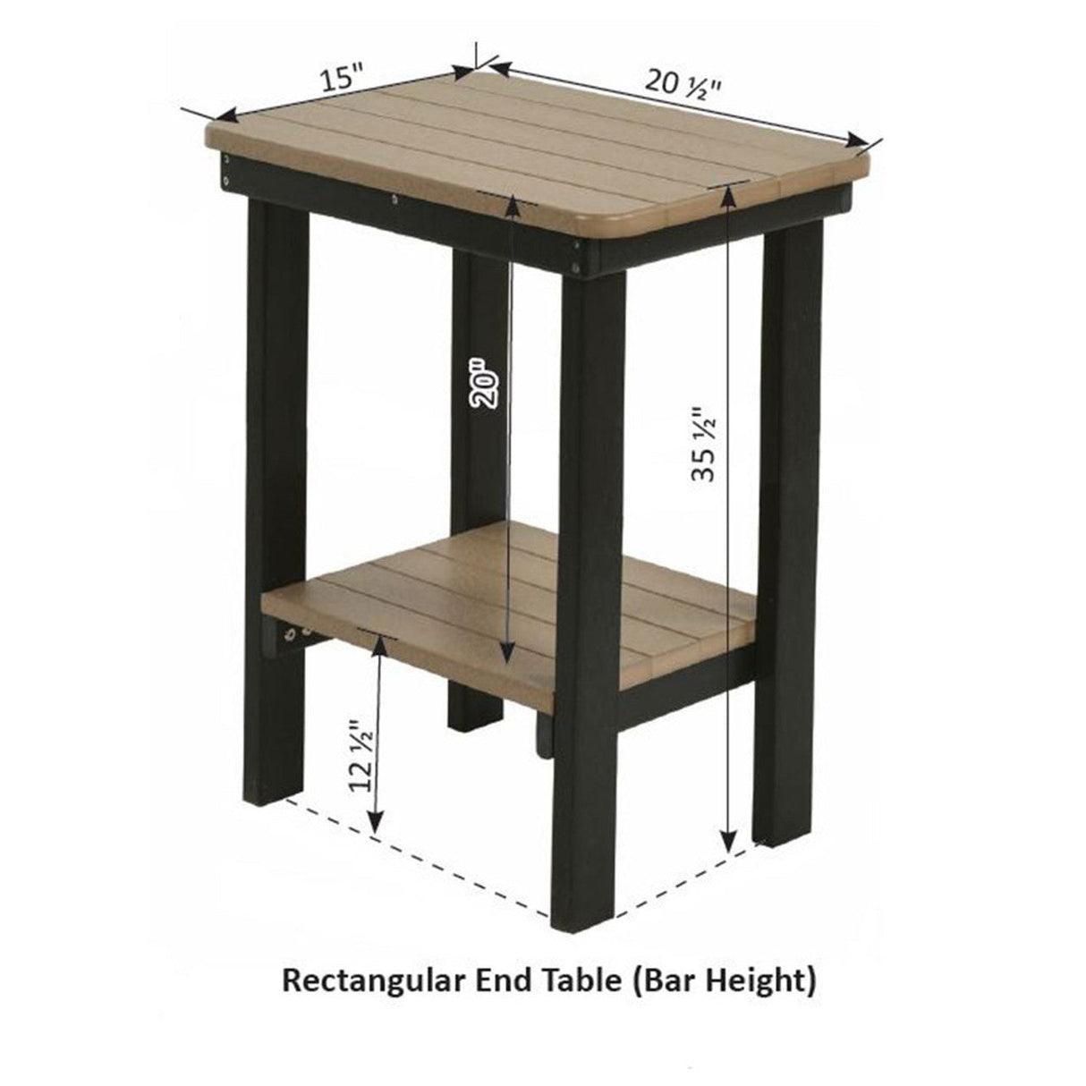 Berlin Gardens Rectangle End Table Bar Height - RTET3315 2