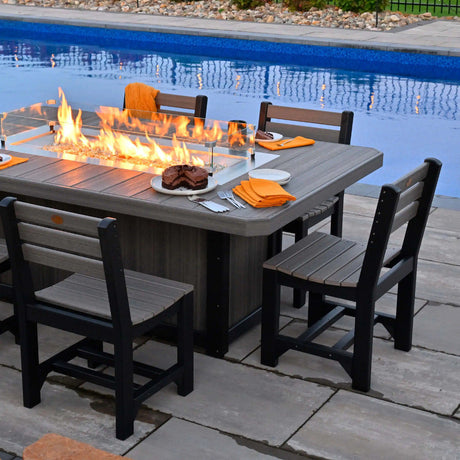 LuxCraft 7 Piece Luminary Fire Table & Side Chair Set 1