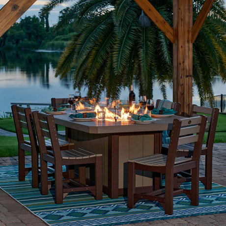 LuxCraft 7 Piece Luminary Fire Table & Side Chair Set 2