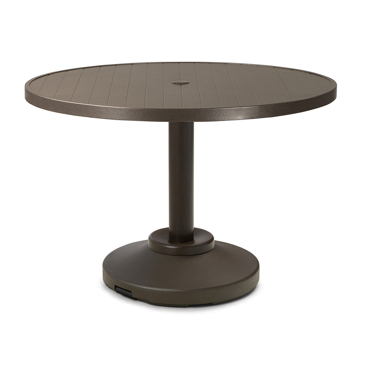 Telescope Bar Height 36" Round Aluminum Slat Top Table w/ 80lb Pedestal - 3230-4P20BAS 