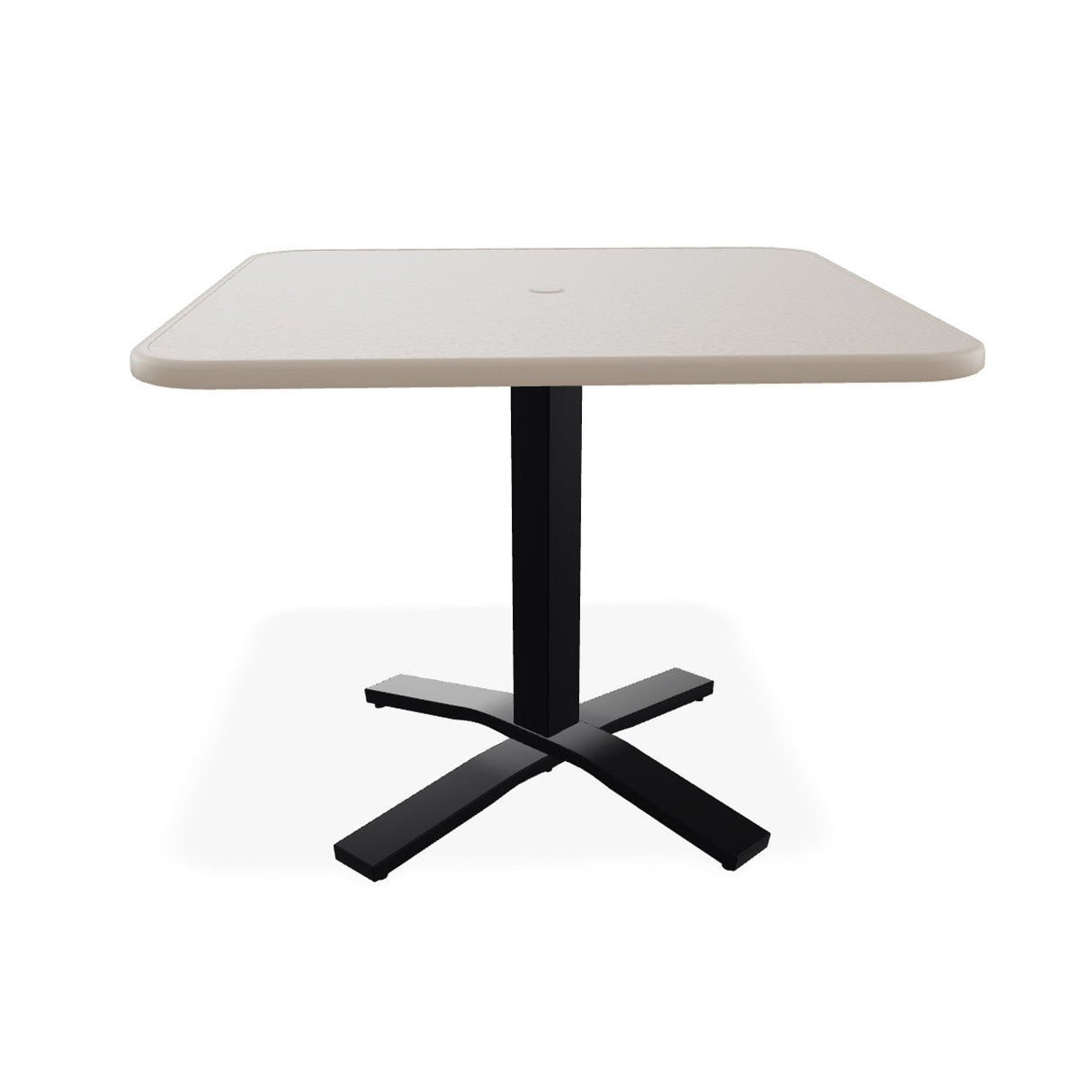 Telescope Dining Height 36" Square Aluminum Slat Top Table w/ Pedestal - 3180-2X20BAS 