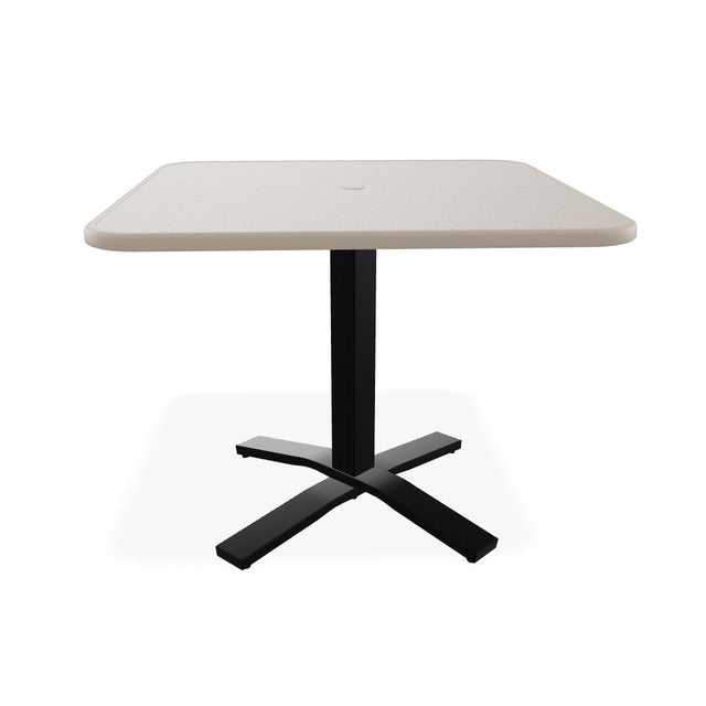 Telescope Dining Height 36" Square Aluminum Slat Top Table w/ Pedestal - 3180-2X20BAS 
